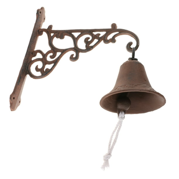 Timbre rústico de pared para puerta de campo, de hierro fundido, decorativo UNA