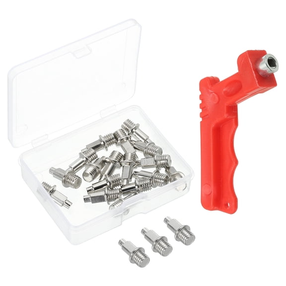 Uxcell Steel 0.57 inch Track Shoe Spikes High Jump Spikes Sports Short Spike with Spike Wrench Silver 1 Set
