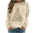 thumbnail image 3 of Christmas Long Sleeve Shirts for Women Crew Neck Christmas Tree Decoration Women Going Out Tops Casual Loose Outdoor Sport Holiday Sweatshirt S-2XL, 3 of 5