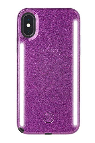Photo 1 of LuMee Duo Phone Case, Dark Purple Glitter Front Back LED Lighting, Variable Dimmer Shock Absorption, Bumper Case, Selfie Phone Case iPhone Xs Max Only