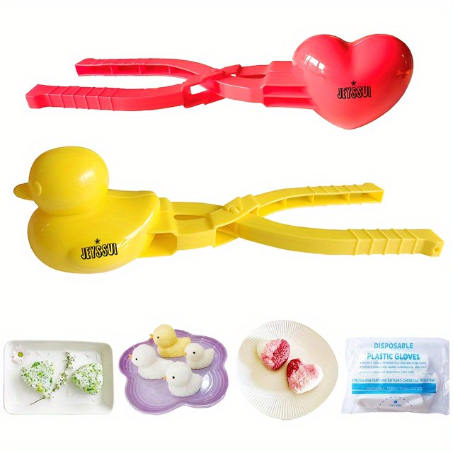 Duck Rice Mold, Duck DIY Sushi Molds Animal Shapes Clip For Rice/Mashed Potatoes/Snow With Poly Plastic Gloves (2 Pack)