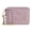 Carnation, variant on Zip Card Case in Pearlized Signature Patent Leather with Heart Charm and Chain Wrist Strap, Pink