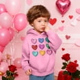 thumbnail image 3 of Pink Girls Hoodie Oversized Graphic Pullover with Colorful Hearts Print | Lightweight Casual Sweatshirt for Kids & Youth 4-14 Years,Size 5 T, 3 of 8