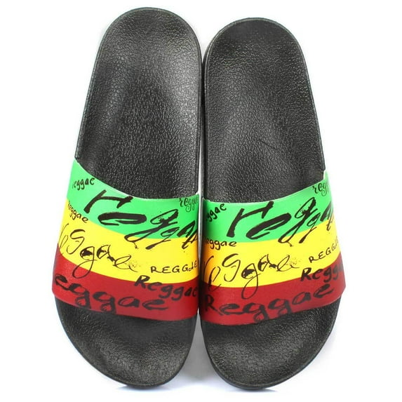 Jamaican Rasta Reggae RGY Caribbean Slippers Sandals for Women and Men Sandals Open Toe Soft Cushioned Non-Slip for Indoor Outdoor