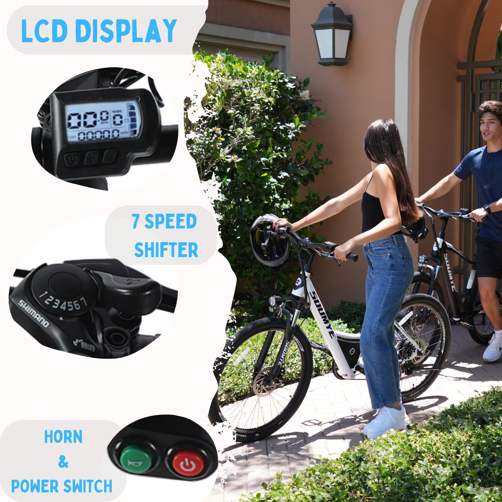 Electric Mountain Bike for Adults 26" Step-Thru/Over Commuting Ebike for Men Women with Peak Power 540w, 360Wh Built-in Battery, LCD Display, 7 Gears & Front Shock Absorber