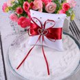 thumbnail image 2 of SHISUYAN 10x10cm Double Heart Bridal Wedding Ceremony Pocket Pillow Cushion with Satin Ribbons (Red), 2 of 8