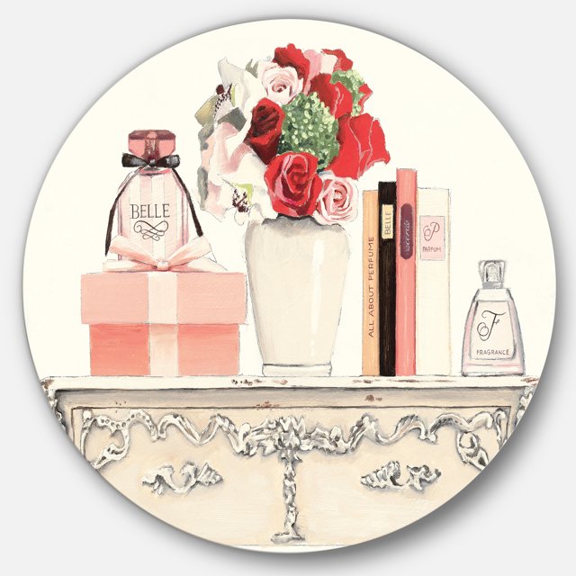 Designart 'Roses, Fragrance and Glamour Belle Parfum' Art Mural en Métal - Disque de 36