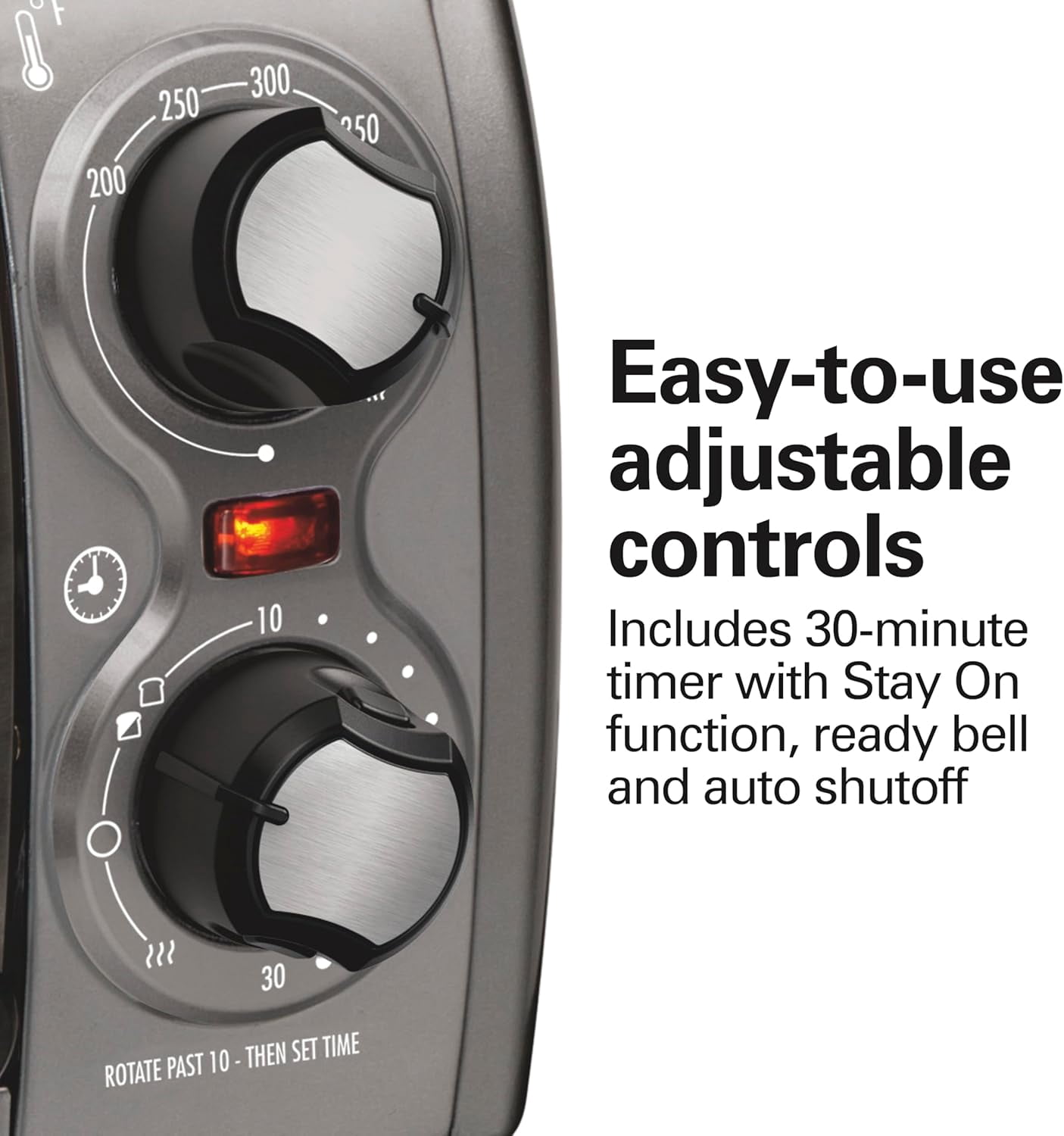 4- Toaster Oven with Roll-Top Door, 1200W, Fits 9" Pizza, Bake Broil Toast