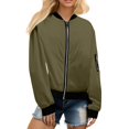 thumbnail image 6 of WTOBBY Women's Zipper Pocket Jacket Long Sleeve Solid Color Lightweight Outerwear Casual Loose Fit Comfortable Street Style with Front Pockets for Spring Fall Daily Wear,Army Green L, 6 of 6