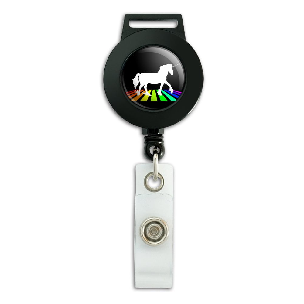 Unicorn Badge Reel Holder Clip Pastel Rainbow Name Tag ID Pull Charm Cover 