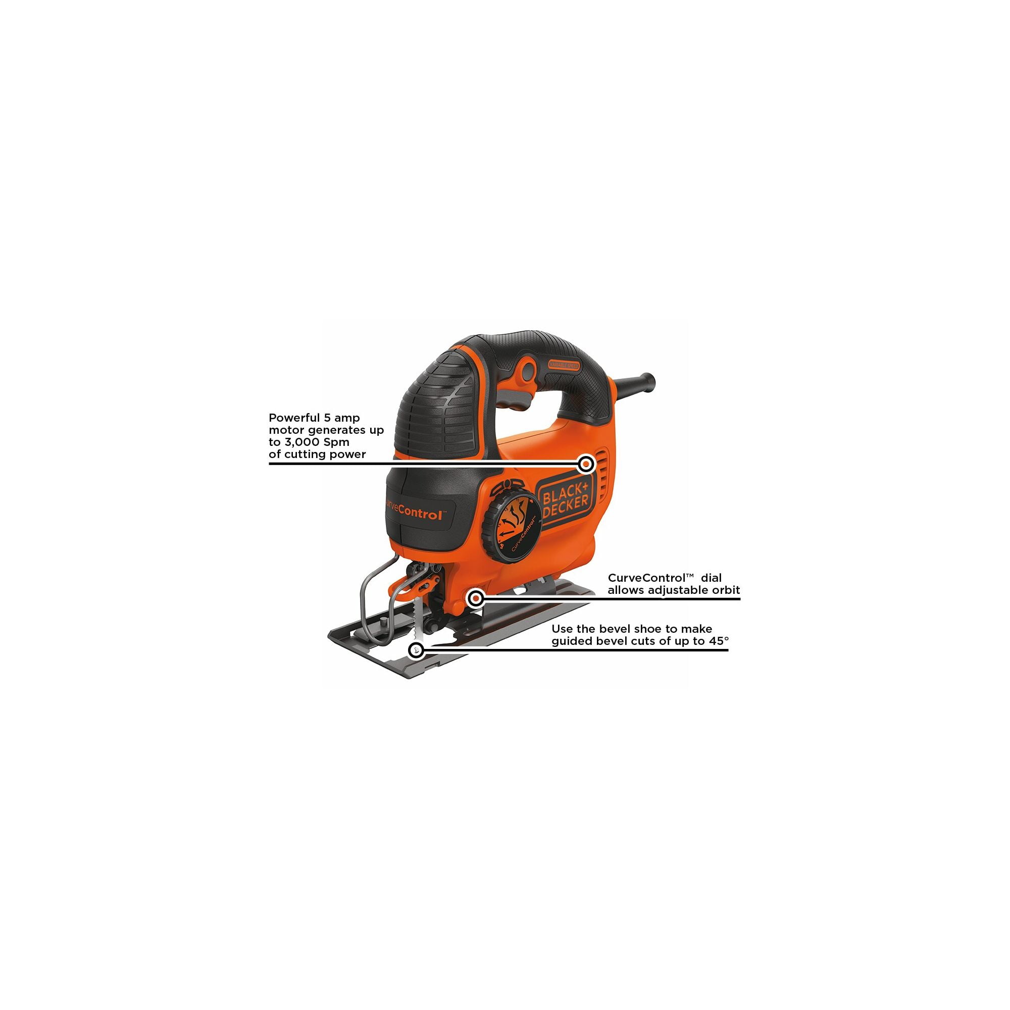 BLACK+DECKER Jig Saw, Smart Select, 5.0-Amp with Workmate Portable