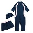 thumbnail image 3 of Glisme Girls Swimsuits Full Coverage Swimwear For Long Sleeve Swim With Skirt Swim Dress For Beach Pool Surfing Size 10-11 Years Navy, 3 of 8