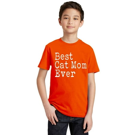P&B Best Cat Mom Ever Youth T-shirt, Orange, L (Best Orange Upgrade Deals)