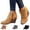 Yellow, variant on Wedge Boots for Women Fall Winter Faux Suede Warm Ankle Short Booties Non Slip Wide Calf Low Heels Shoes (Black)
