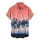 thumbnail image 1 of Camisas De Lino Para Hombre Camisa de manga corta con solapa y hebilla de bolsillo con impresión digital 3D para hombre (Orange, L), 1 of 4