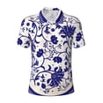 thumbnail image 2 of Daiia Blue And White Porcelain Pattern Pattern Men’s Polo Shirts,Solid Deck Shirt,Classic Fit, Breathable Cotton Polo for Casual and Sport Wear-Medium, 2 of 7