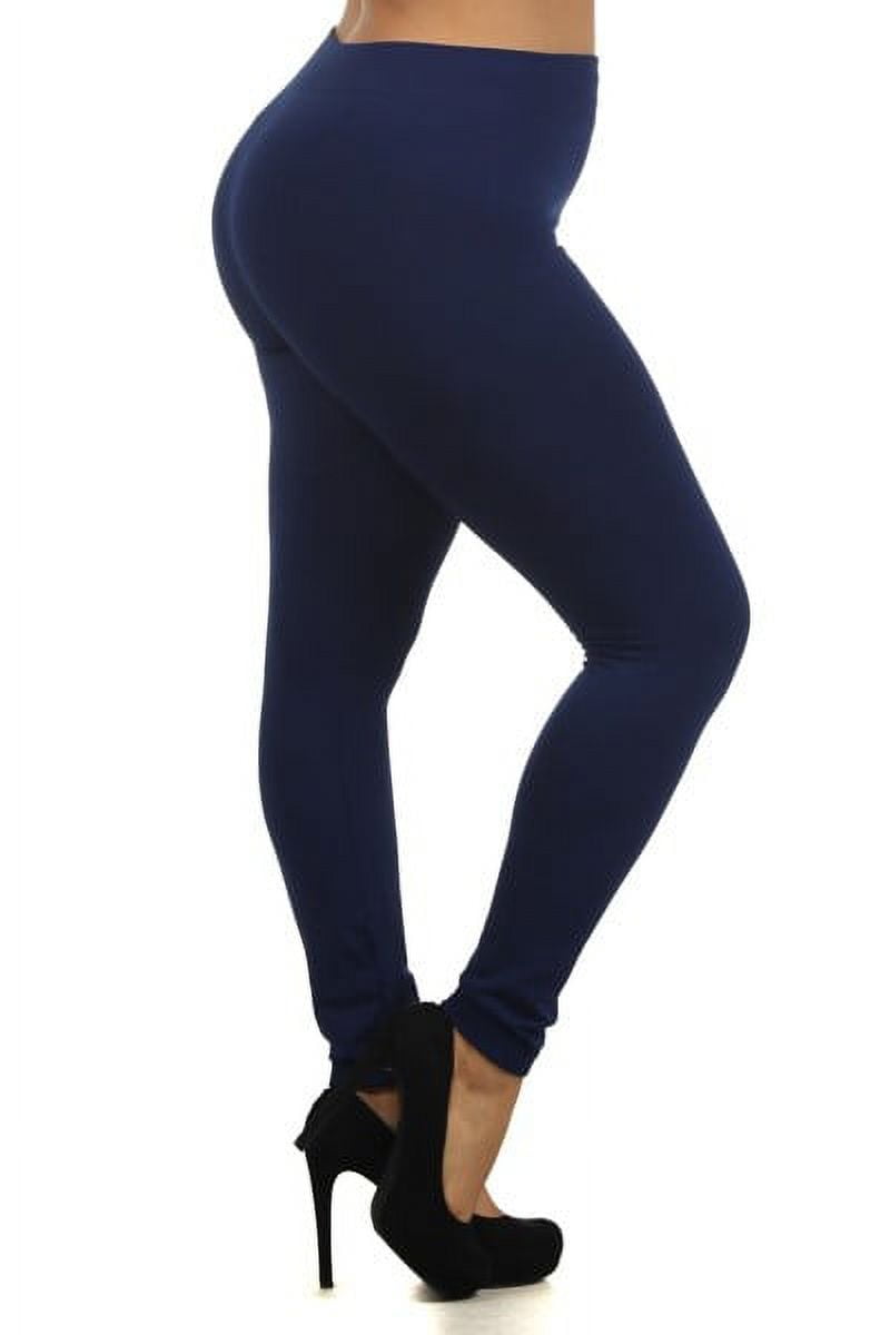 K-Cliffs Women's Seamless Legging Long Pants W/ 3" Waistband, One Size, Navy, 95% Polyester, 5% Spandex
