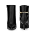 thumbnail image 2 of BLISSFUL STEP Women's Ankle Boots Kitten Heel Pointed Toe Zipper Chain Decor Booties Black 7.5, 2 of 7