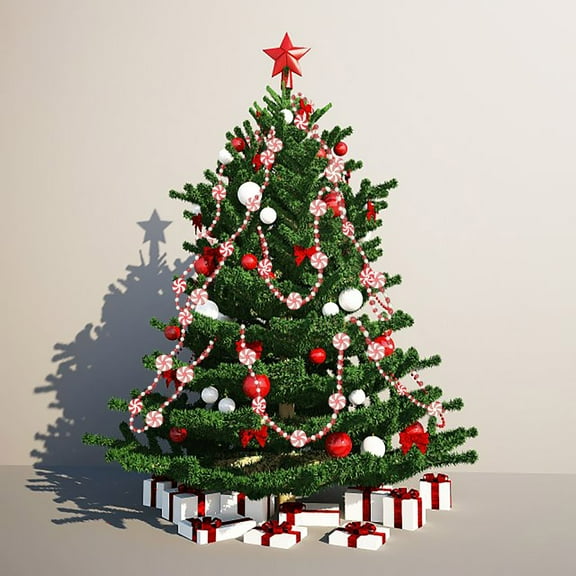 SMKE Christmas Peppermint Garland,Festive Crystal Candy Decor,Hanging Garland Bead Accent,Holiday Party Favors Decoration,Candy Cane Decor,Fake Candy Garland,Xmas Tree Hanging Supply B Pink 1.5M