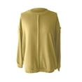 thumbnail image 4 of Holzkary Oversized Sweatshirt for Women Loose Pullover Knit Sweatshirt with Exposed Seams & Loose Fit Casual Long Sleeve Sweatshirt Comfy Fall Winter Outfits Clothes 2025 Fashion Yellow M, 4 of 9
