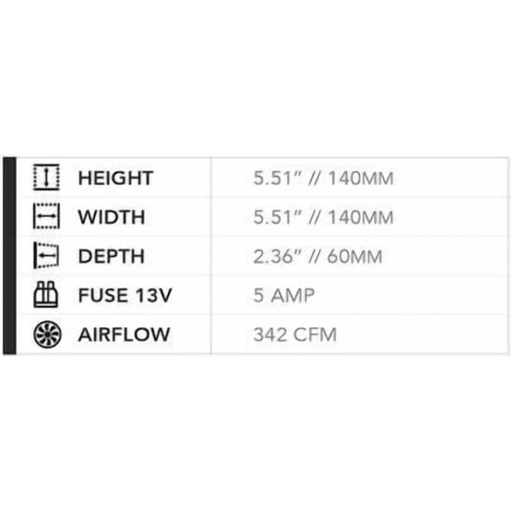 SPAL 30103011 5.2" Puller Fan 12 VOLT High Performance Straight Blade 342 cfm