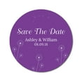 thumbnail image 1 of Darling Souvenir Round 45 Pcs Dandelion Wishes Save The Date Stickers Personalized Bride Groom Names And Date Envelope Seals - Violet, 1 of 1