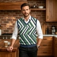 thumbnail image 7 of Sorvello Men's Argyle Knit Sweater Vest V Neck Sleeveless Pullover Classic Vintage Business Casual Fall Winter Layering for Men Green XXL, 7 of 7
