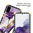 thumbnail image 5 of FKBRCL4U Compatible with Samsung Galaxy S20 Case, High Heeled Purple Diamond Rose Luxury Golden Decoration for Girl Women Soft TPU Shockproof Protective Hard PC Back, 5 of 7