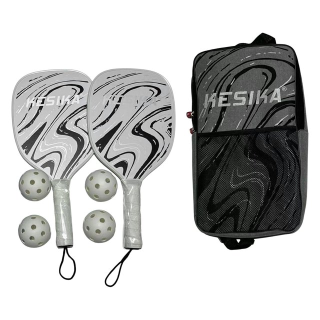 QualitChoice Pickleball Racket Set 4 Balls and Comfort Carry Racquets Bag Black Grip Pickleball Black 41.5x20.5cm
