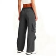 thumbnail image 7 of Wide Leg Cargo Sweatpants for Women High Waist Drawstring Baggy Lightweight Fleece Winter Track Pants with Muti Pockets Dark Gray, 7 of 7