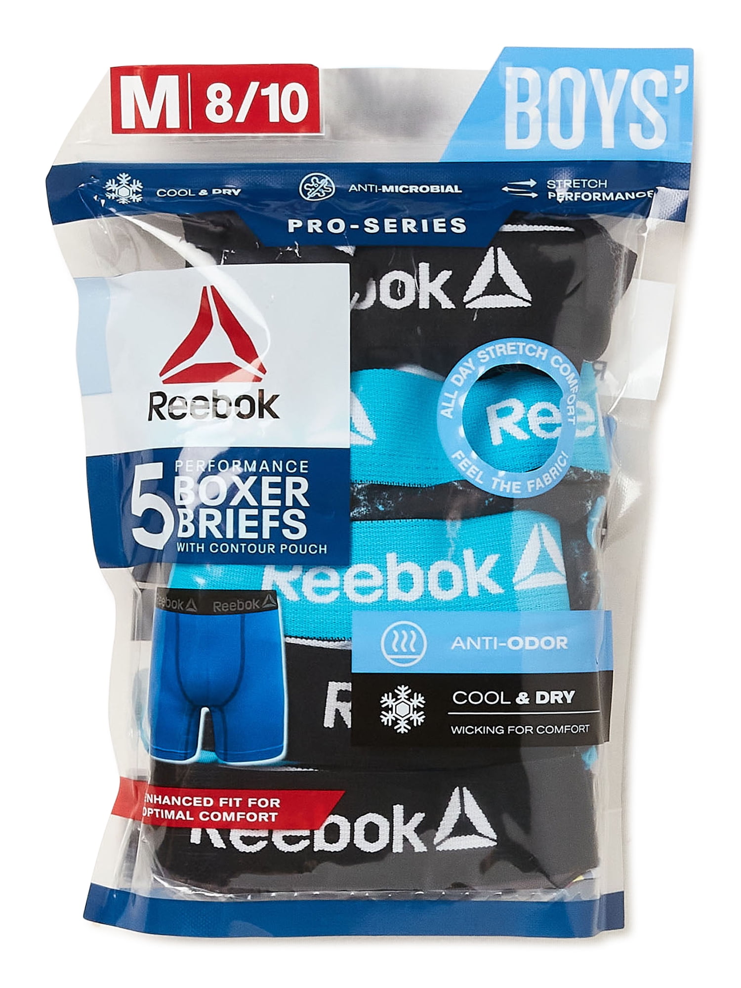 Reebok Boys' Performance Boxer Briefs, 5 Pack, Sizes S-XL