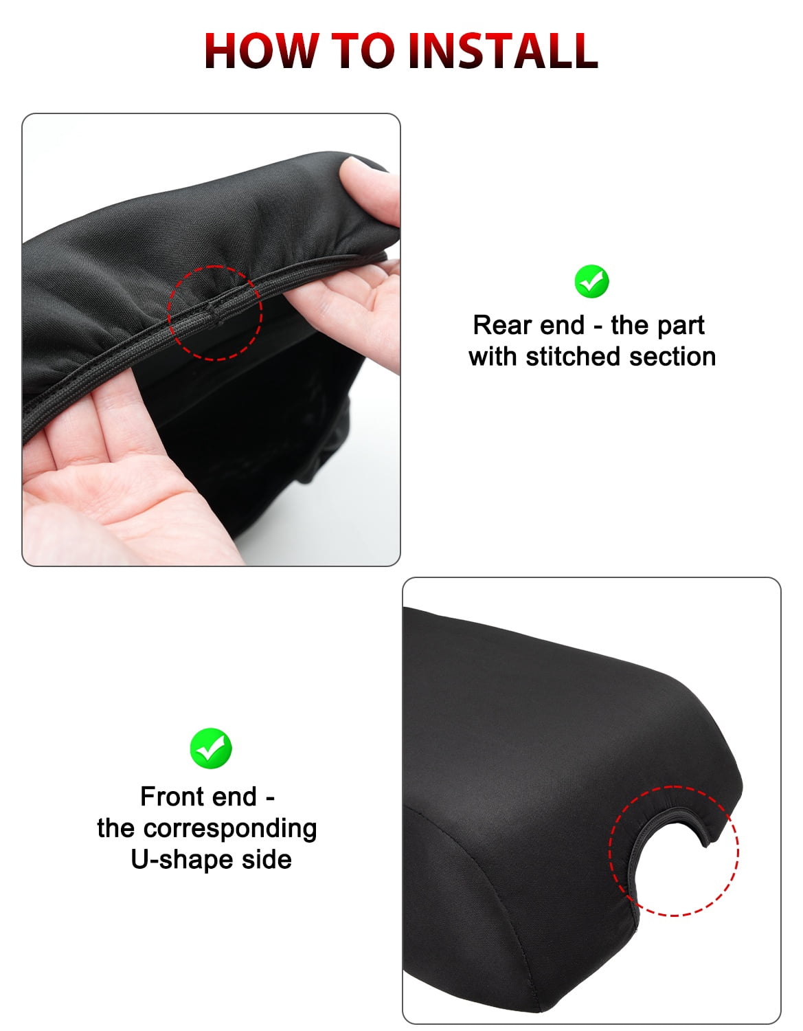 KBH Center Console Cover for Ford F150 2015-2020, 2017-2022 F250 F350 F450, 2018-2024 Expedition Interior Accessories, Middle Console Lid Armrest Cover Protector, Washable Fabric Black