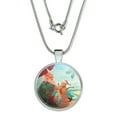 thumbnail image 1 of Christmas Holiday Santa Claus Beach Vacation 1" Pendant with Sterling Silver Plated Chain, 1 of 4