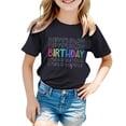 thumbnail image 4 of HABDGIKS T-Shirts pour Fille Anniversaire Manches Courtes Tee Ample Col Rond Coupe Décontractée Basique, 4 of 4
