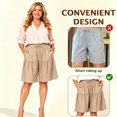 thumbnail image 5 of Women‘s Ice Silk Quick Dry Wide Leg Capri Pants, Summer Casual Loose Fit Knee Length Shorts with Pockets, Lightweight Flowy Lounge Culottes for Beach Travel, 5 of 8