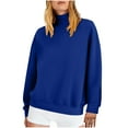 thumbnail image 2 of SYMOID Womens Blue High Neck Sweatshirt - 100% Polyester, Loose Fit Raglan Sleeves, Machine Washable Wrinkle Resistant, Casual/Layering Top for Daily Wear (S-XXL),Size XL, 2 of 5