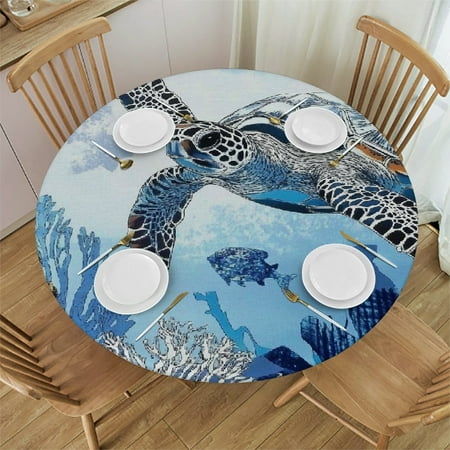 

Autua Sea Turtles Round Tablecloth Stain-Resistant Washable 100% Polyester 38 -42