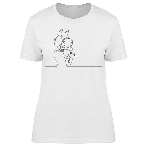 Continuous Line Saxophone Player Tee Women's -Image by Shutterstock