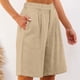 thumbnail image 2 of Pantalones de Algodón para las Mujeres Lino de Color Sólido de Verano de Ajuste Suelto, Bolsillos de Hendidura Lateral de Pierna Recta, 2 of 7
