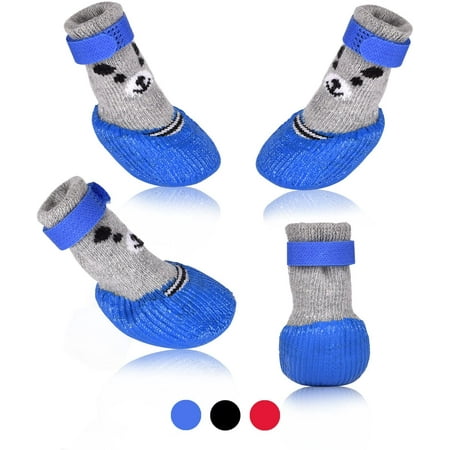 2 Pairs Dog Cat Boots Shoes Socks  Waterproof Dog Shoes  Rain Snow Dog Booties  Anti-Slip Dog Sock Shoes with Adjustable Drawstring for Small Puppy