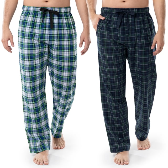 Pantalón de pijama tejido Fruit of the Loom para hombre, a cuadros, azul marino