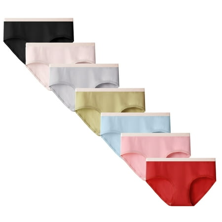 HuaAngel Teens Girls Underwear Cotton Fashion Hipster Panties Solids Soft Briefs 7 Packs Sizes M-XL