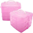 thumbnail image 3 of Caja organizadora apilable para manualidades Casewin, pequeña caja de almacenamiento de 3 capas con compartimentos ajustables para cuentas, manualidades, joyas y aparejos de pesca, color rosa, 3 of 7