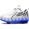 thumbnail image 2 of Cyiecw Kids Shoes - New Upgraded with Wheels LED Light Color Shoes Shiny Roller Skates Skate Shoes Simple Kids Gifts Boys Girls The Best Gift for Party Birthday Christmas Day, 2 of 5