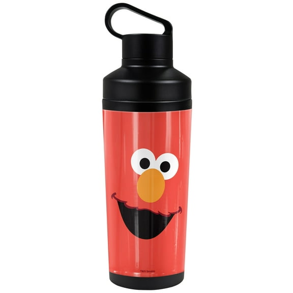 Sesame Street Official Elmo Face 18 oz Insulated Water Bottle, Leak Resistant, Vacuum Insulated Stainless Steel with 2-in-1 Loop Cap