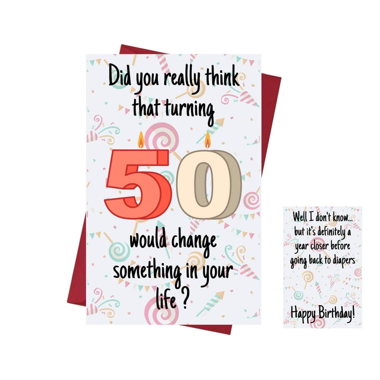 Funny 50th Birthday Cards for Women Or Men - for Friends, Family
