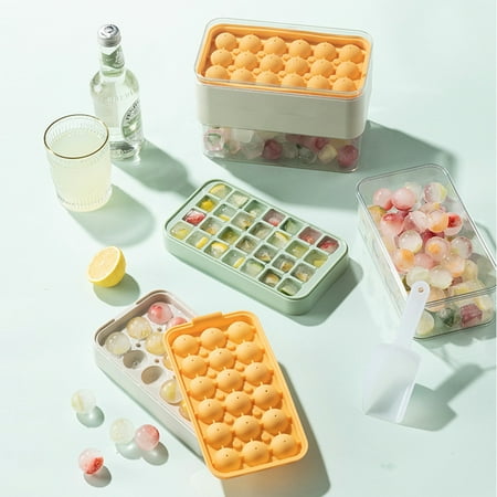 

Yesbay Ice Cube Tray Ball Shaped Easy Release Silicone Removable Lid Ice Making Mold Bar Accessories