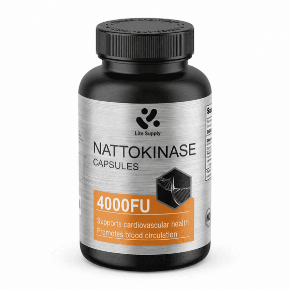 Lite Supply Nattokinase Supplement 4000 FU Per Serving, 150 Veggie Capsules Traditional Natto Extract, Strength Enzyme & Supports Heart Health & Circulatory & Normal Blood Flow on-GMO, Gluten Free