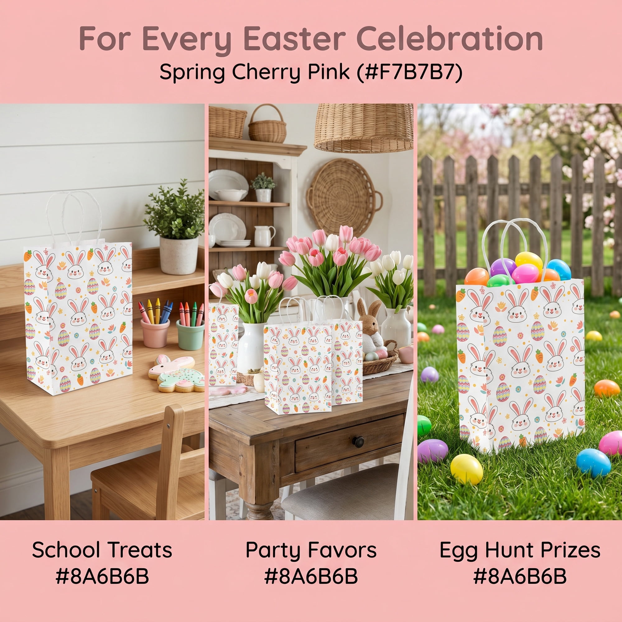Unique Bargains 6Pcs Playful Kawaii Candy Goodie Gift Bags Rabbit Egg 5.9" x 3.1" x 8.3"