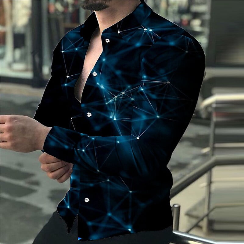 Men's Shirt Graphic Shirt Polka Dot Turndown Outdoor Street Long Sleeve  Button-Down Print Clothing Apparel Fashion Designer Casual Breathable /